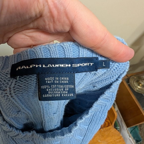 Ralph Lauren Sport Cable Knit Sweater – Light Blue – Women’s L - Picture 2 of 5